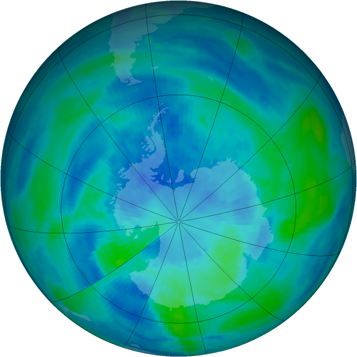 Antarctic ozone map for 29 March 1986